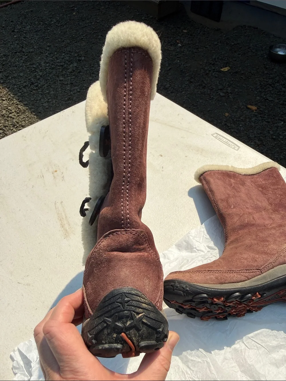 Merrell Women's Brown Suede Shearling-Trim Winter Pull-On Boots